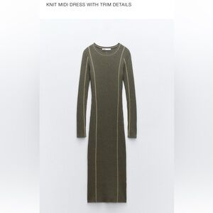 Zara Knit Midi Dress with Trim Details